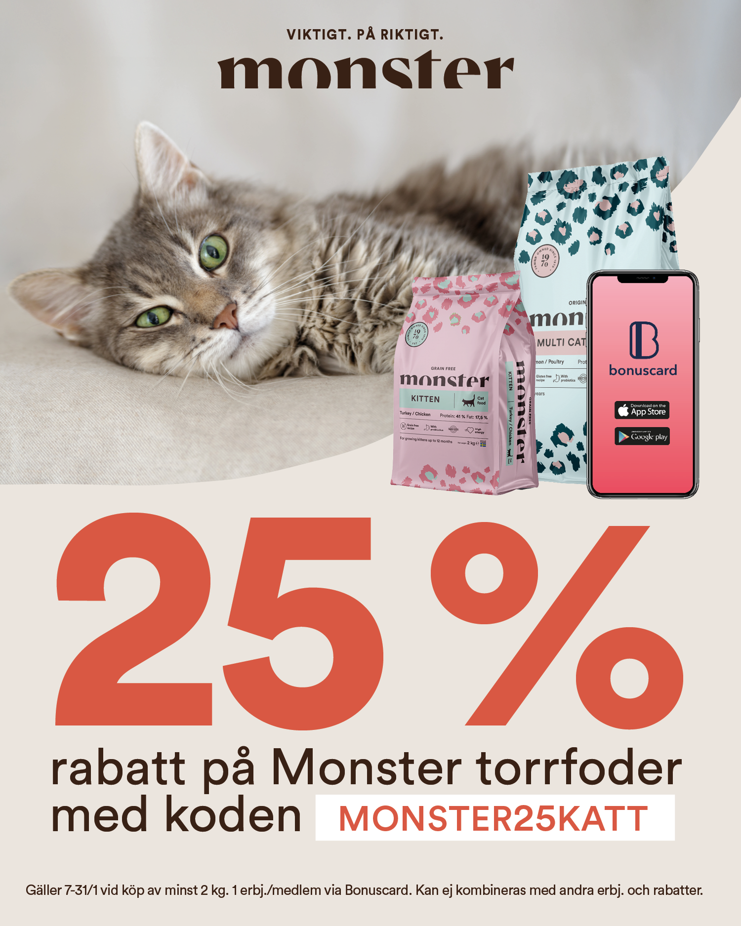 Digital annons 1080x1350 Monster kattmat 25 %