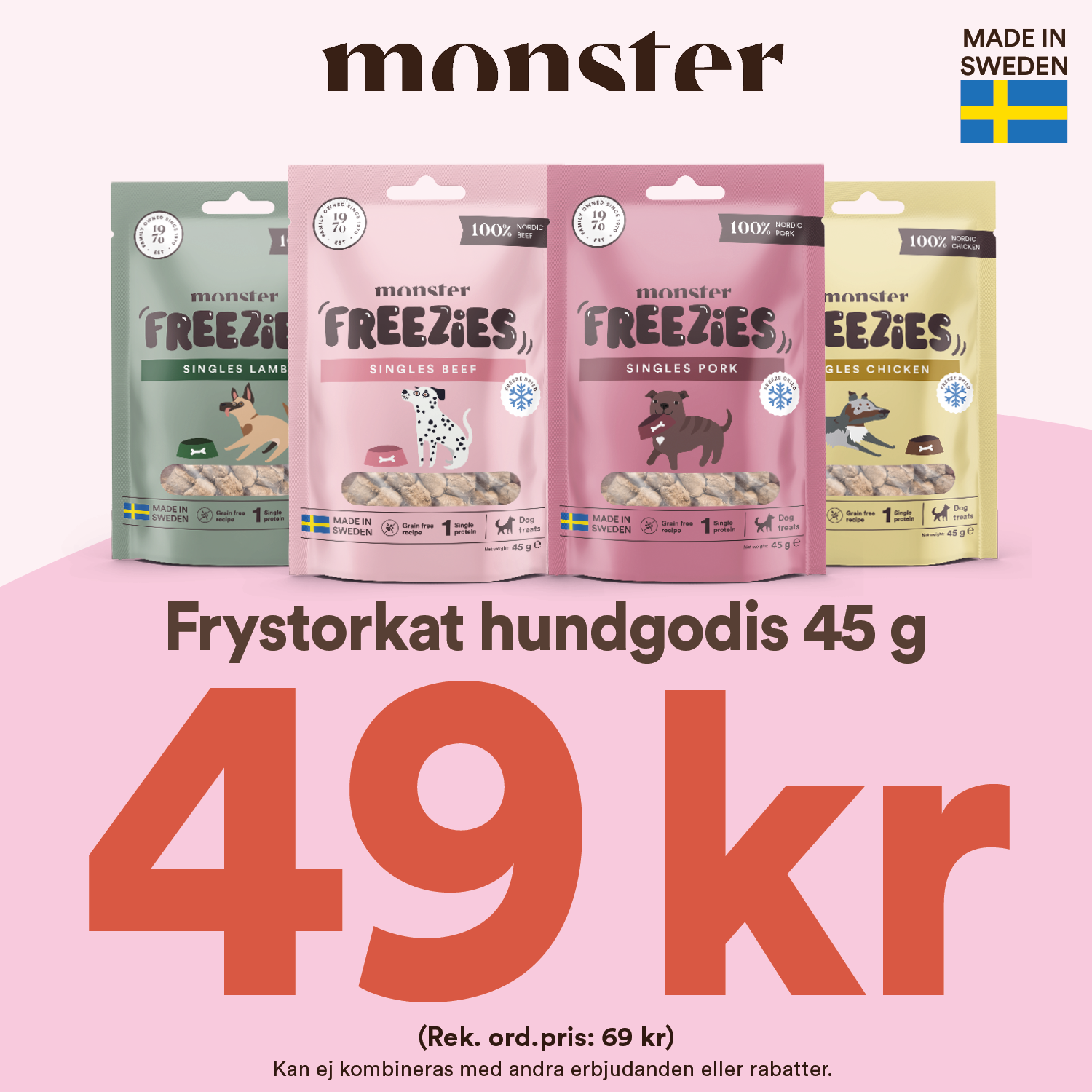 Digital annons 1080x1080 Monster Freezies hund